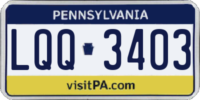 PA license plate LQQ3403