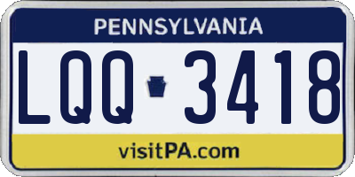 PA license plate LQQ3418