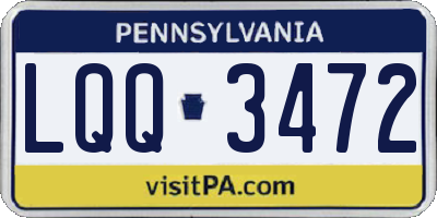 PA license plate LQQ3472
