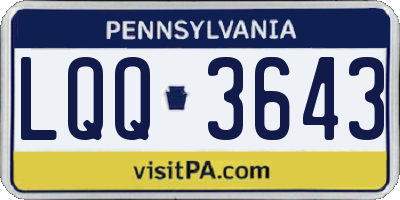 PA license plate LQQ3643