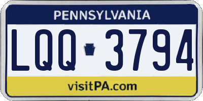 PA license plate LQQ3794