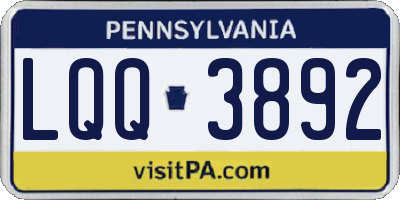 PA license plate LQQ3892