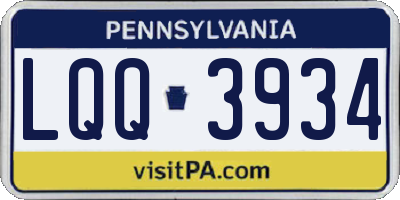 PA license plate LQQ3934