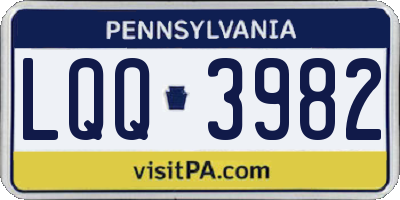 PA license plate LQQ3982