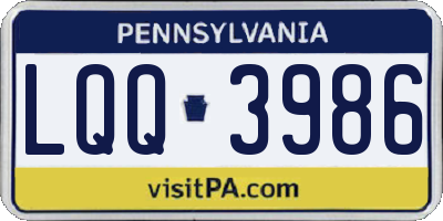 PA license plate LQQ3986