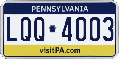 PA license plate LQQ4003