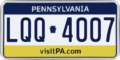 PA license plate LQQ4007