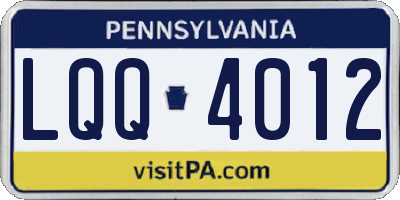 PA license plate LQQ4012