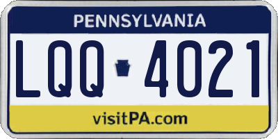 PA license plate LQQ4021