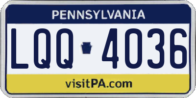 PA license plate LQQ4036