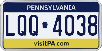 PA license plate LQQ4038