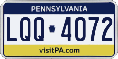 PA license plate LQQ4072