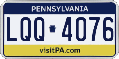 PA license plate LQQ4076