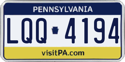 PA license plate LQQ4194