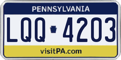 PA license plate LQQ4203
