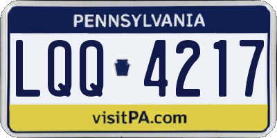 PA license plate LQQ4217