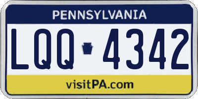 PA license plate LQQ4342