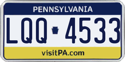 PA license plate LQQ4533