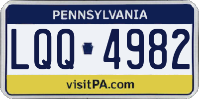 PA license plate LQQ4982