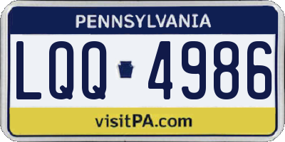 PA license plate LQQ4986