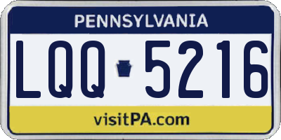PA license plate LQQ5216