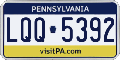 PA license plate LQQ5392