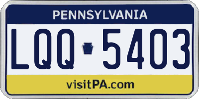 PA license plate LQQ5403