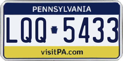PA license plate LQQ5433