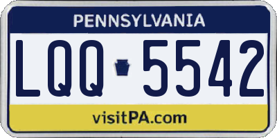 PA license plate LQQ5542