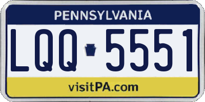 PA license plate LQQ5551