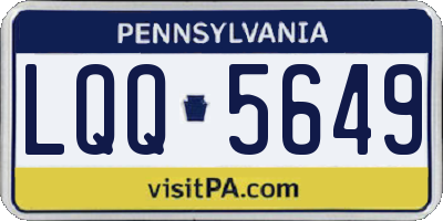 PA license plate LQQ5649