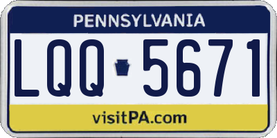 PA license plate LQQ5671