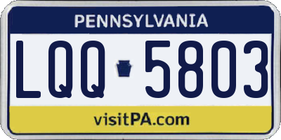 PA license plate LQQ5803