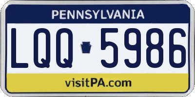 PA license plate LQQ5986