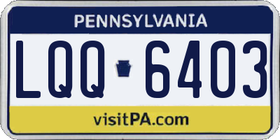 PA license plate LQQ6403