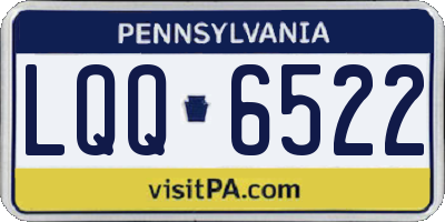 PA license plate LQQ6522