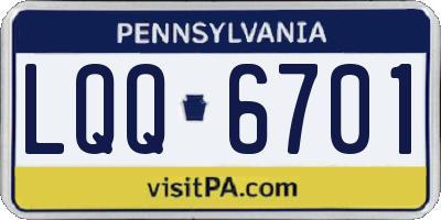 PA license plate LQQ6701