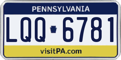 PA license plate LQQ6781