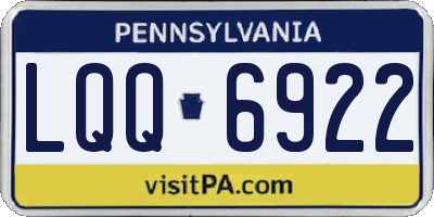 PA license plate LQQ6922