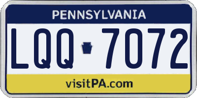 PA license plate LQQ7072