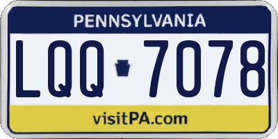 PA license plate LQQ7078