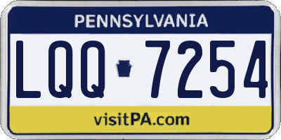 PA license plate LQQ7254