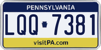 PA license plate LQQ7381