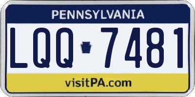PA license plate LQQ7481