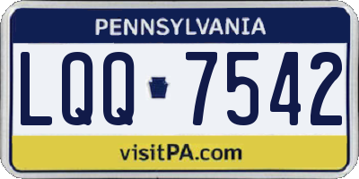 PA license plate LQQ7542
