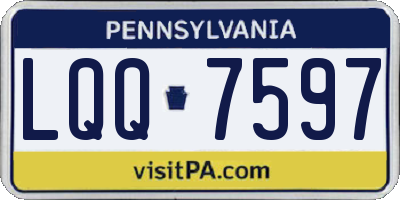 PA license plate LQQ7597