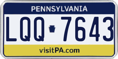 PA license plate LQQ7643