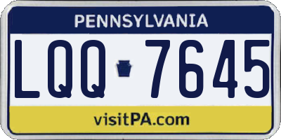 PA license plate LQQ7645