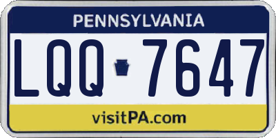 PA license plate LQQ7647