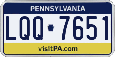 PA license plate LQQ7651
